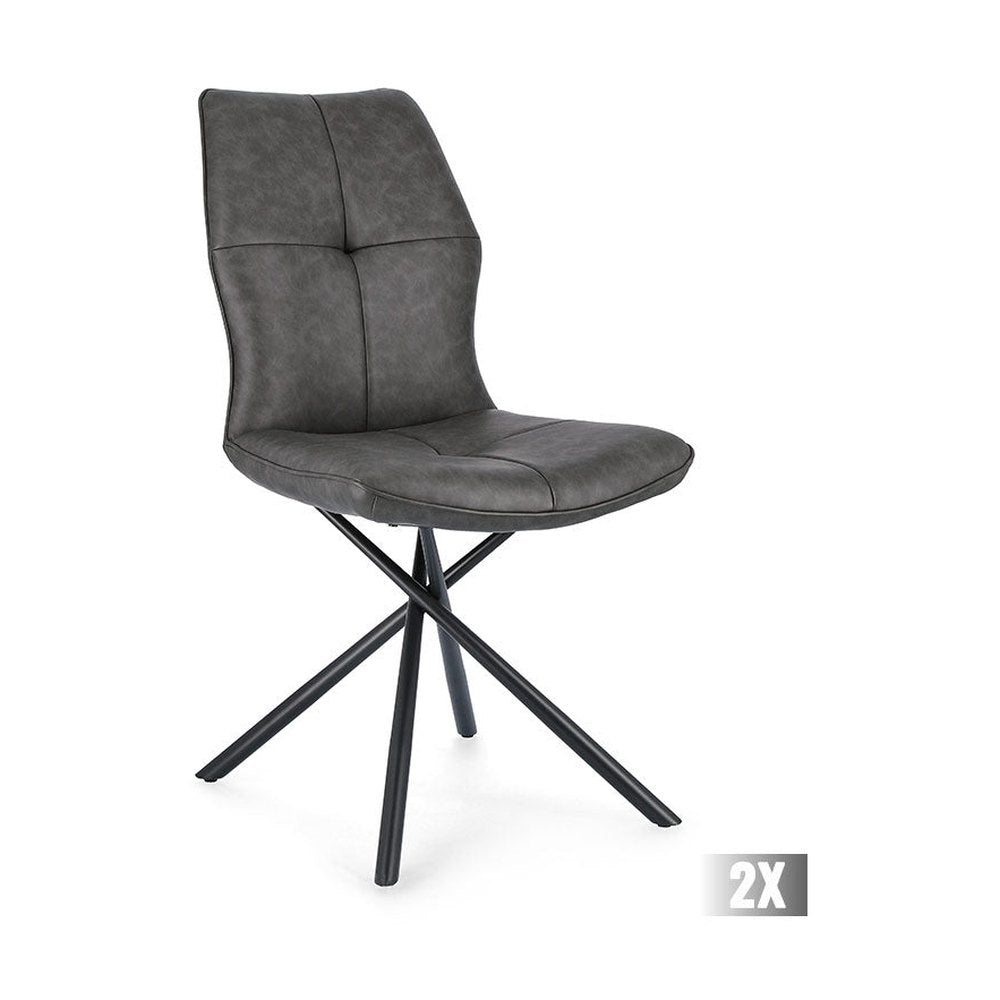 Szén szürke színű műbőr szövettel kárpitozott, kortárs dizájn étkezőszék.