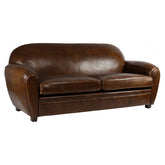 Dohánybarna színű bőrrel kárpitozott, 3 személyes bőrkanapé.