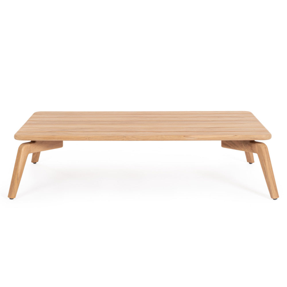 Kortárs stílusú, 120 cm hosszú, design teakfa dohányzóasztal