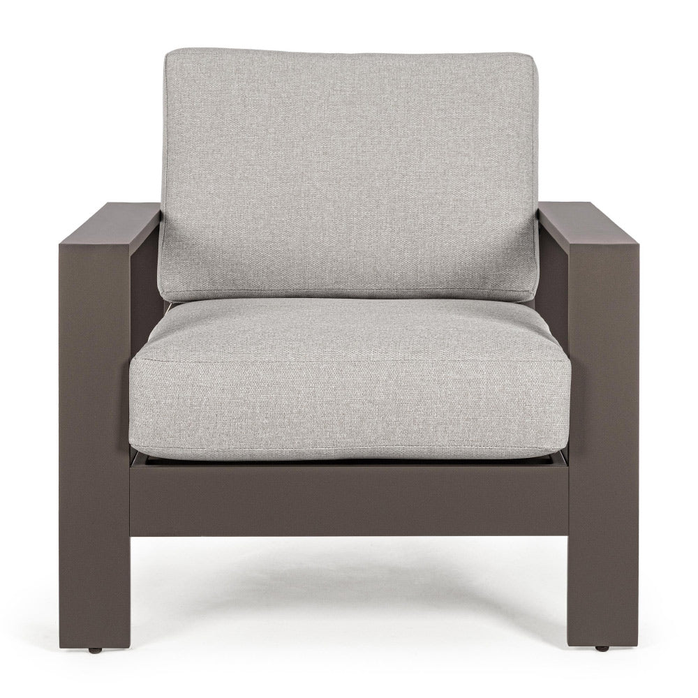 A kortárs stílusú, szürke színű ülőgarnitúra fotel tagja.