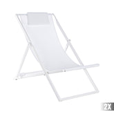 kortárs stílusú, dönthető, fehér színű, alumínium kerti pihenőszék