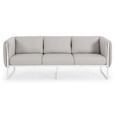 Kortárs stílusú, fehér és bézs színű, alumíniumvázas, 3 személyes kerti design kanapé.