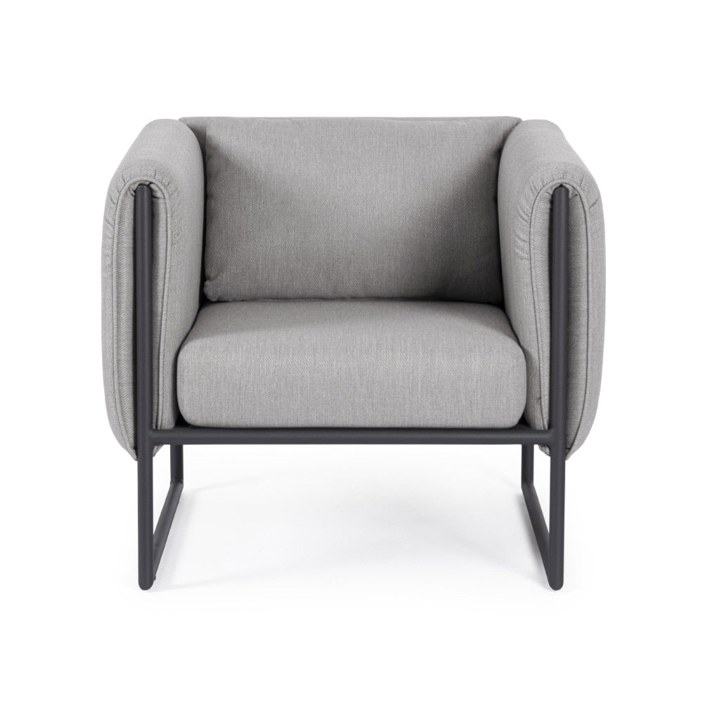 Kortárs stílusú, fekete-világosszürke színű, kerti design fotel