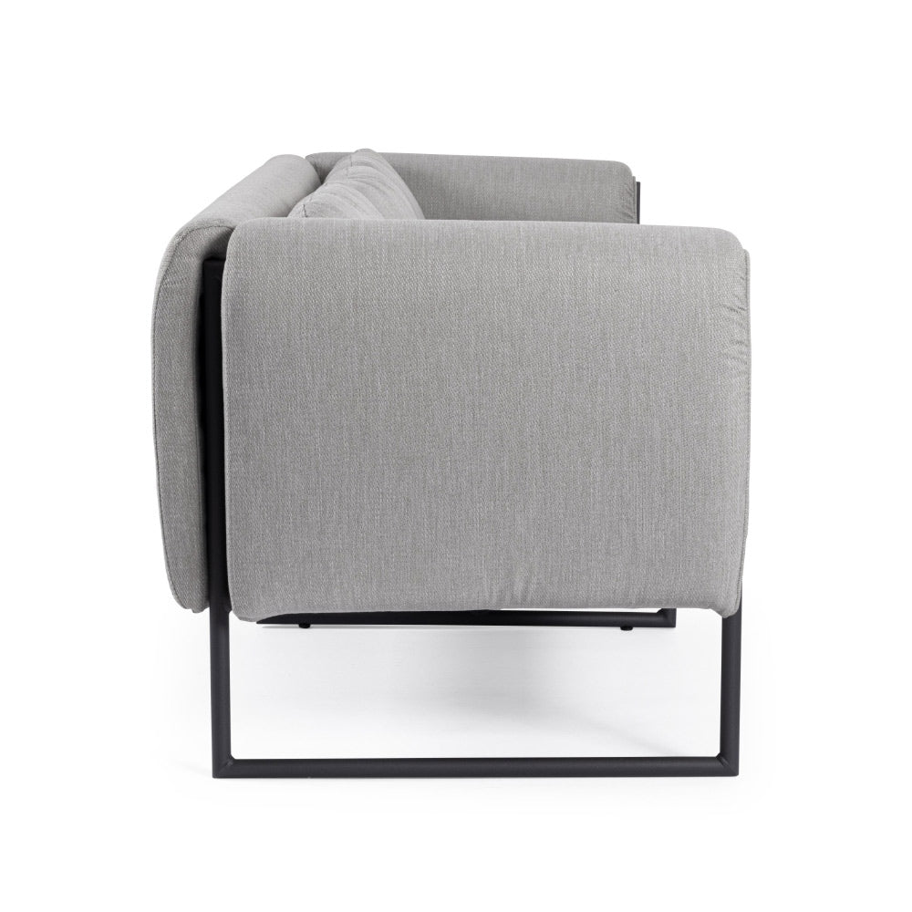 Kortárs, modern stílusú, világosszürke-fekete színű, kerti design kanapé.