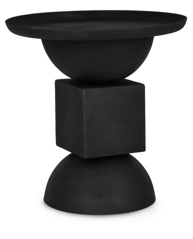 Kortárs stílusú, 40,5 cm átmérőjű, matt fekete színű, fém kisasztal