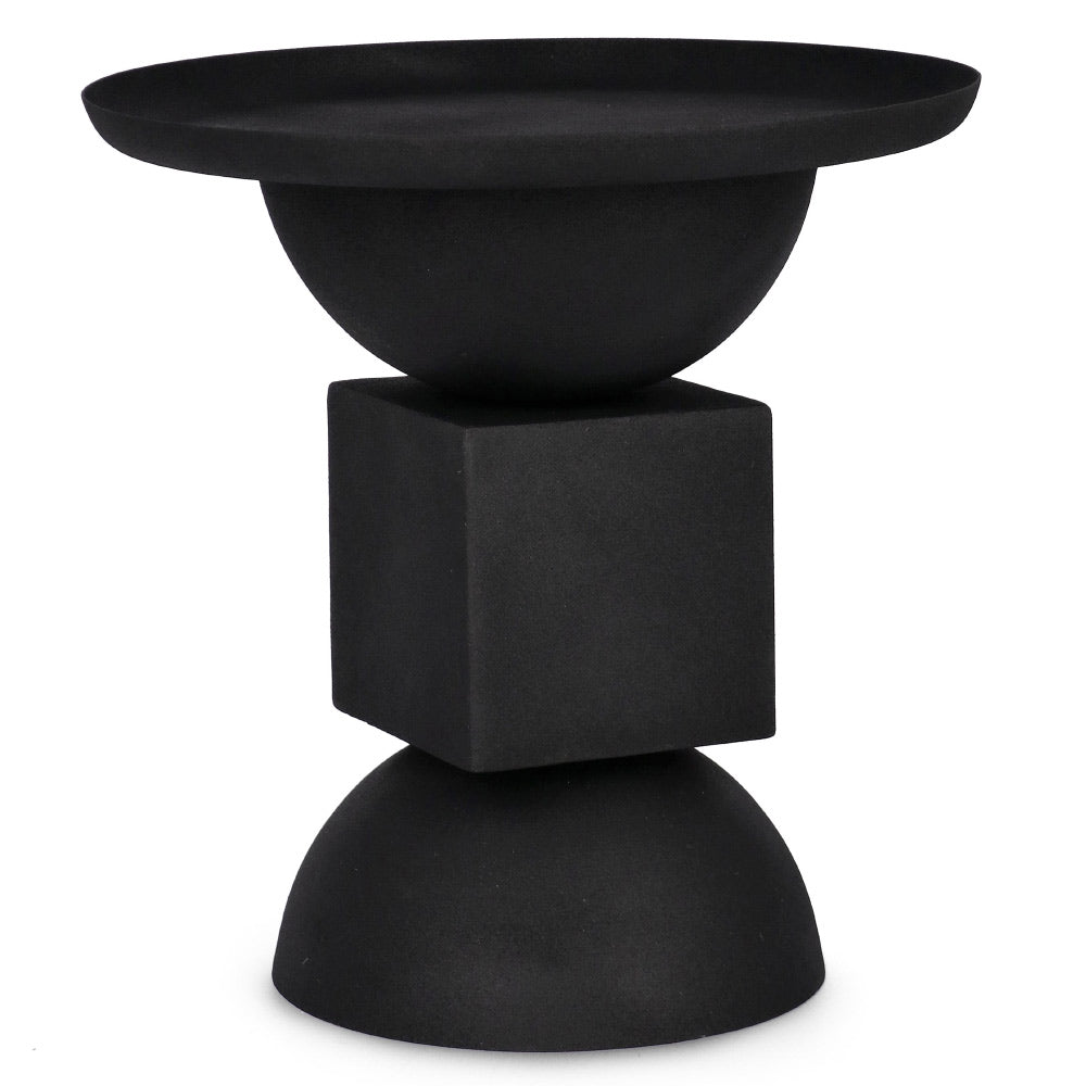 Kortárs stílusú, 40,5 cm átmérőjű, matt fekete színű, fém kisasztal