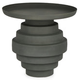 Kortárs stílusú, 40 cm átmérőjű, matt szürkészöld színű, fém kisasztal