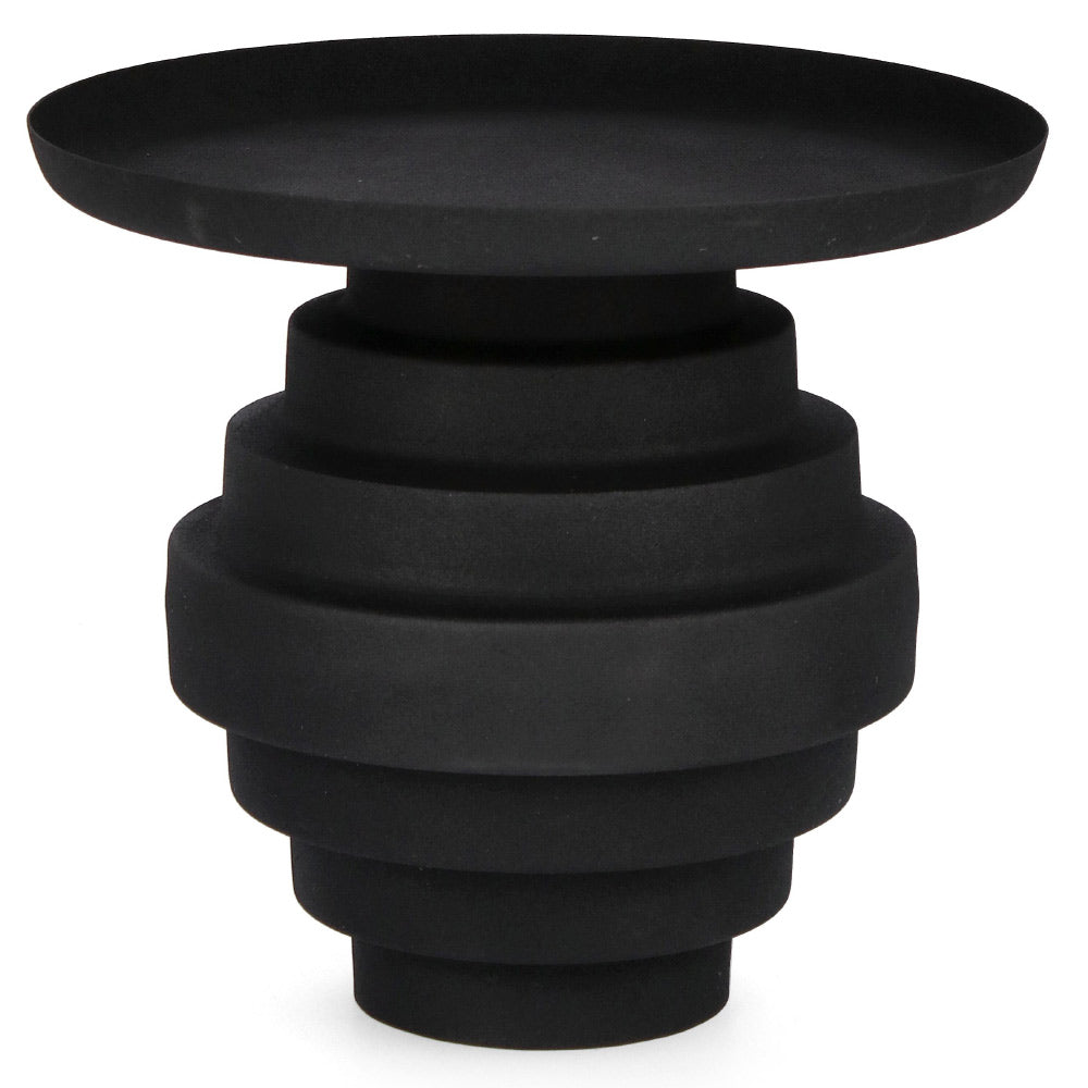 Kortárs stílusú, 40 cm átmérőjű, matt fekete színű, fém kisasztal