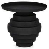 Kortárs stílusú, 40 cm átmérőjű, matt fekete színű, fém kisasztal