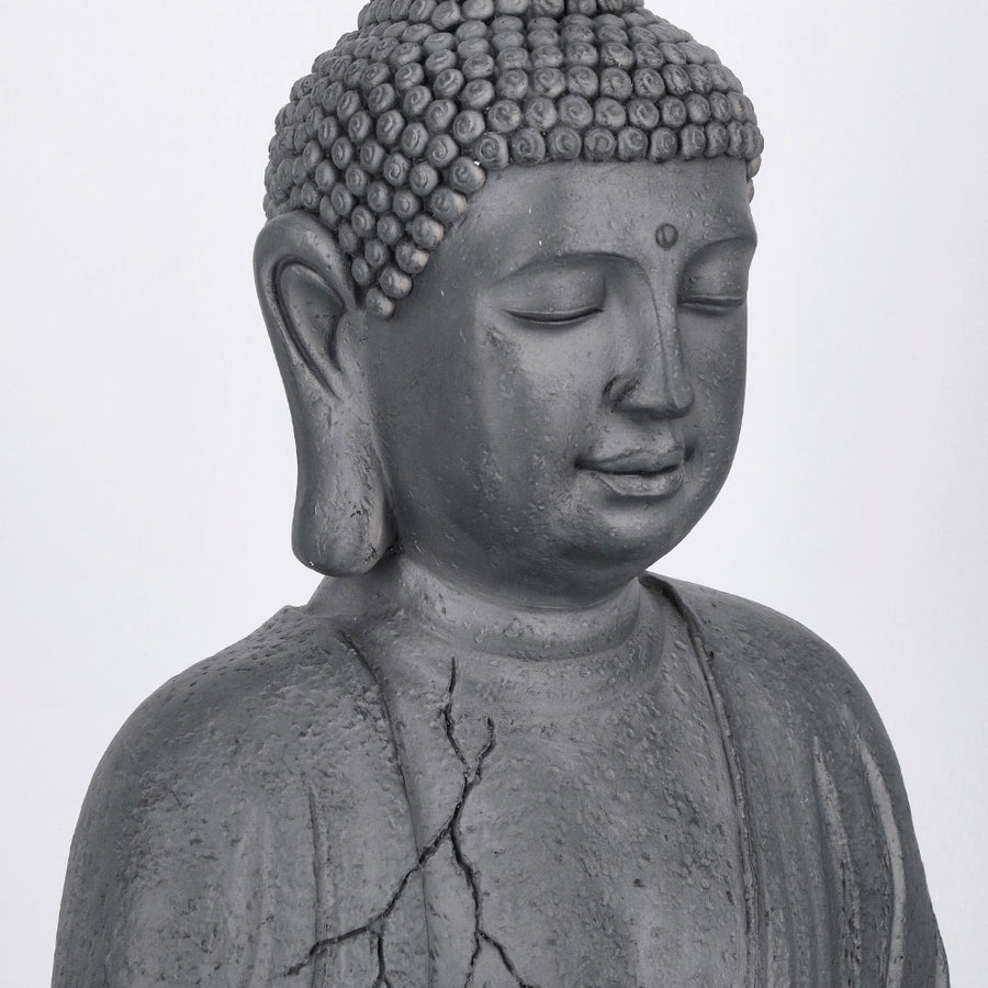 Pattaya outdoor Buddha statue seated in black antique finish, 71 cm tall