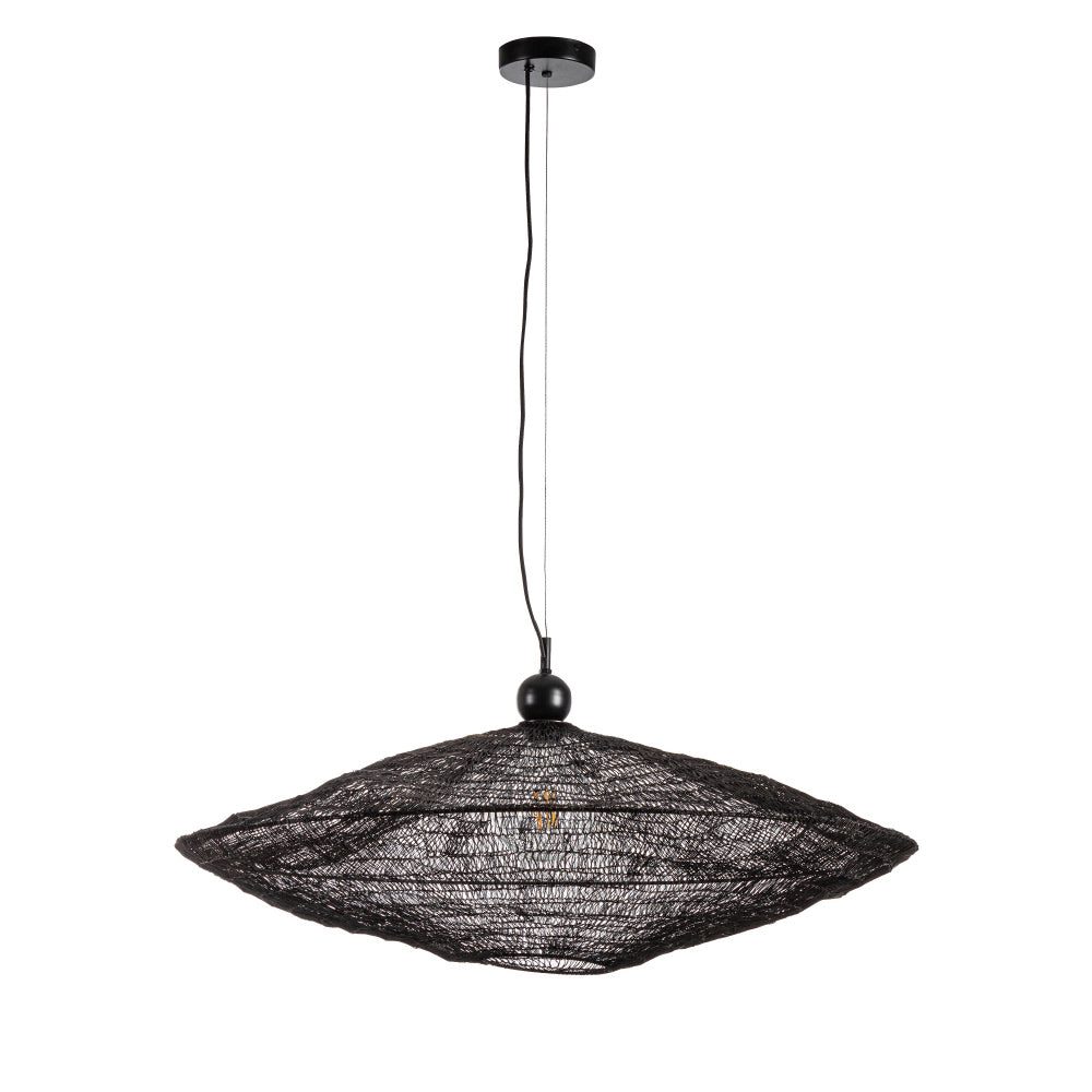Kortárs stílusú, fekete színű, dróthálóból készült, design függeszték lámpa