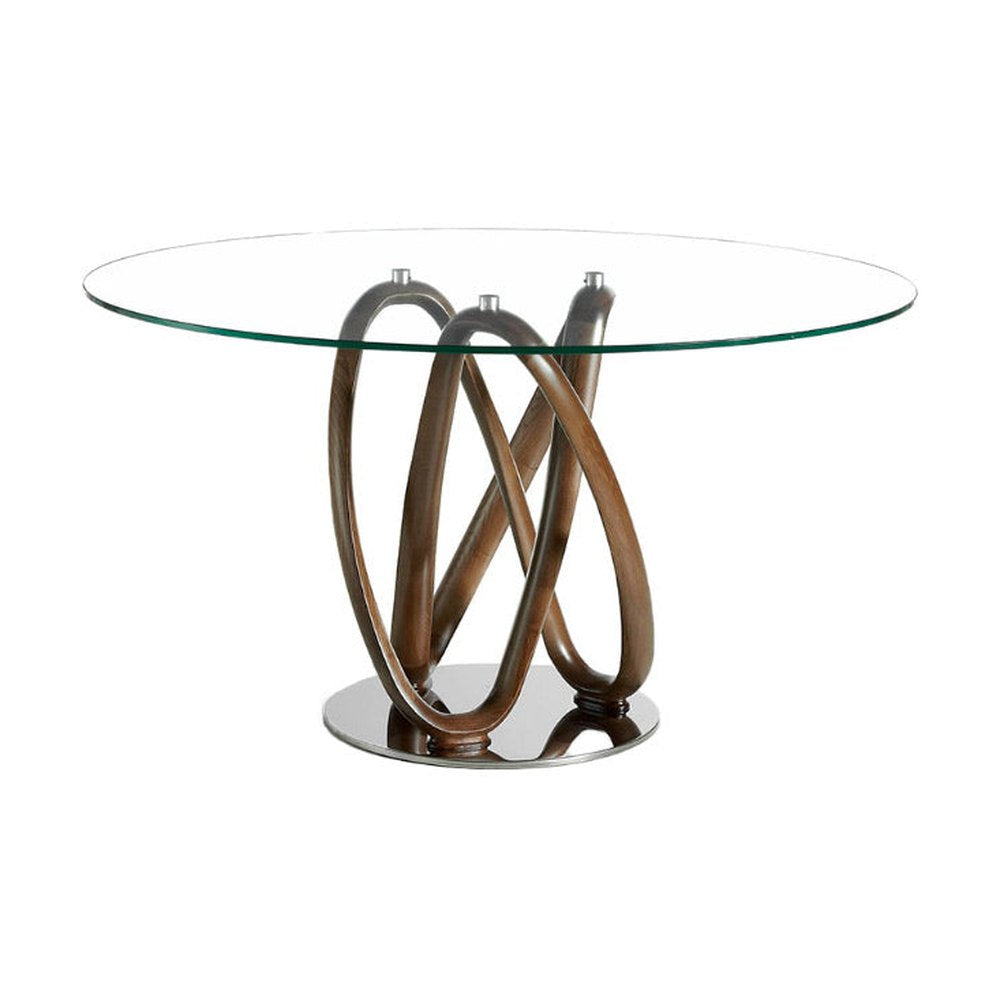 Kortárs stílusú, kőrisfából készült, dizájn étkezőasztal edzett üveglappal.