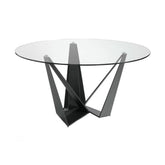 Kortárs stílusú, fekete színű, acélból készült, dizájn étkezőasztal edzett üveglappal.