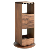 Kortárs stílusú, diófa furnérral borított, forgatható, dizájn bárszekrény.