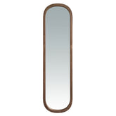 Kortárs stílusú, diófa furnérral borított kerettel rendelkező, dizájn falitükör.