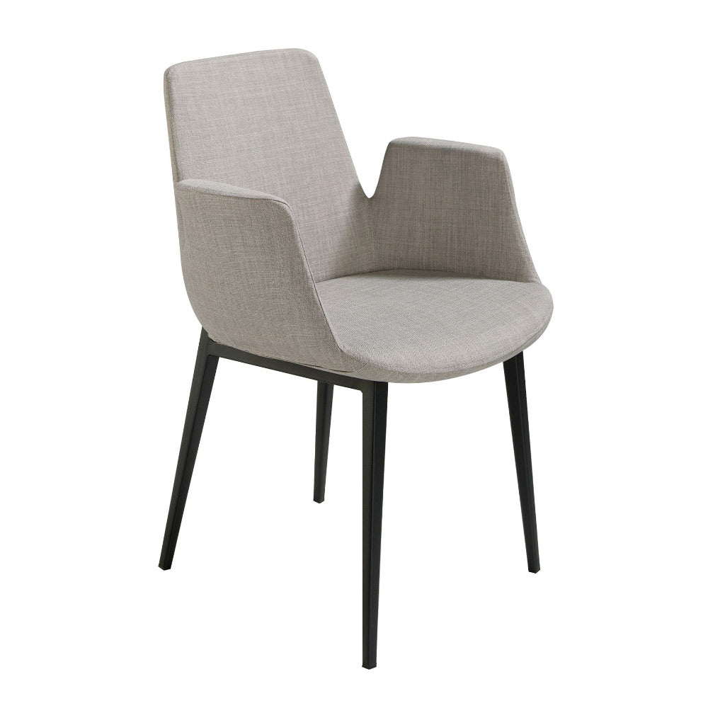 Angel Cerdá világosszürke szövet étkezőszék fekete acél lábakkal