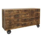 Loft stílusú komód 20 fiókkal natúr fa felülettel