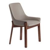 Angel Cerdá krémszínű műbőr étkezőszék diószínű kőrisfa lábakkal