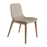 Angel Cerdá bézs szövet étkezőszék dió árnyalatú kőrisfa lábakkal
