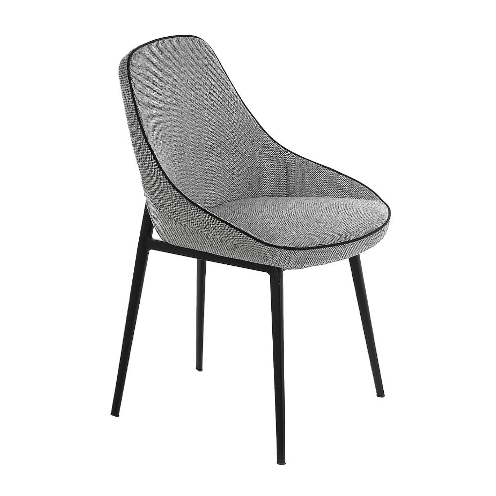 Angel Cerdá szürke szövet étkezőszék fekete acél lábakkal elölnézetben