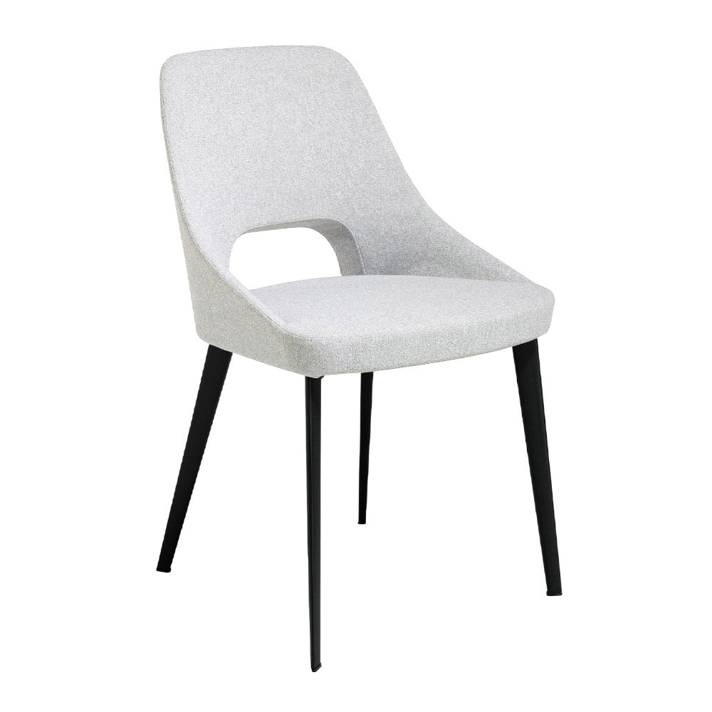 Angel Cerdá világosszürke szövet étkezőszék fekete acél lábakkal