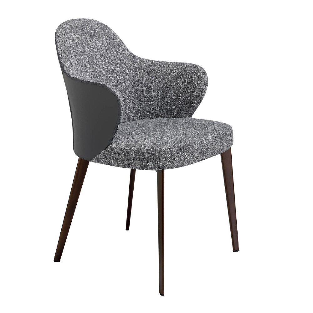 Angel Cerdá szürke szövet és műbőr étkezőszék fekete acél lábakkal