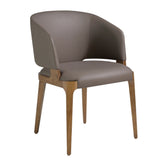 Angel Cerdá szürkésbarna műbőr étkezőszék kőrisfa lábakkal oldalnézet