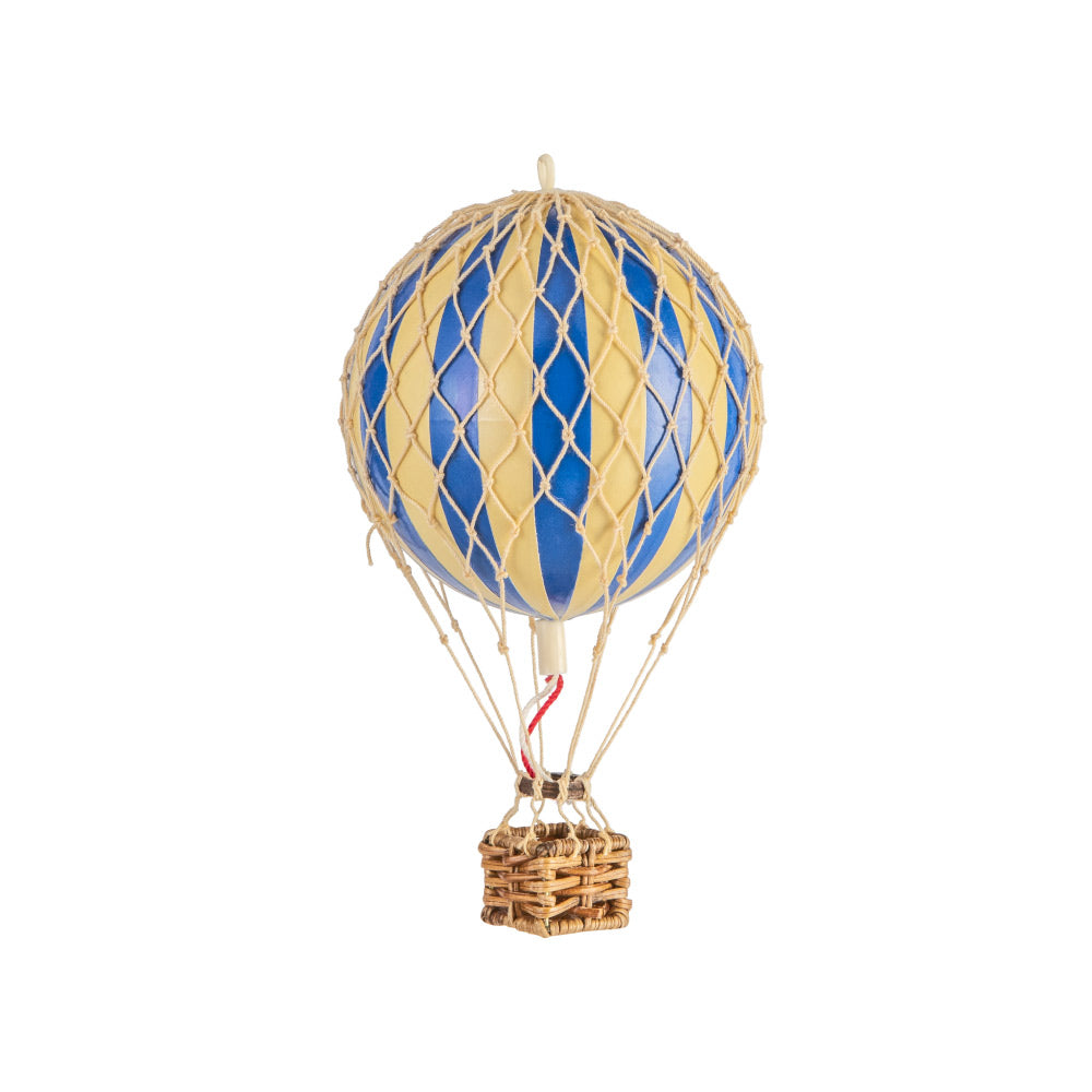Vintage stílusú, függeszthető kialakítású, kék-bézs színű dekorációs hőlégballon