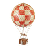 Vintage stílusú, nagy méretű, függeszthető, piros-bézs színű dekorációs hőlégballon díszdobozban