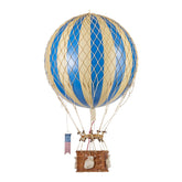 Vintage stílusú, függeszthető kialakítású, kék-bézs színű dekorációs hőlégballon