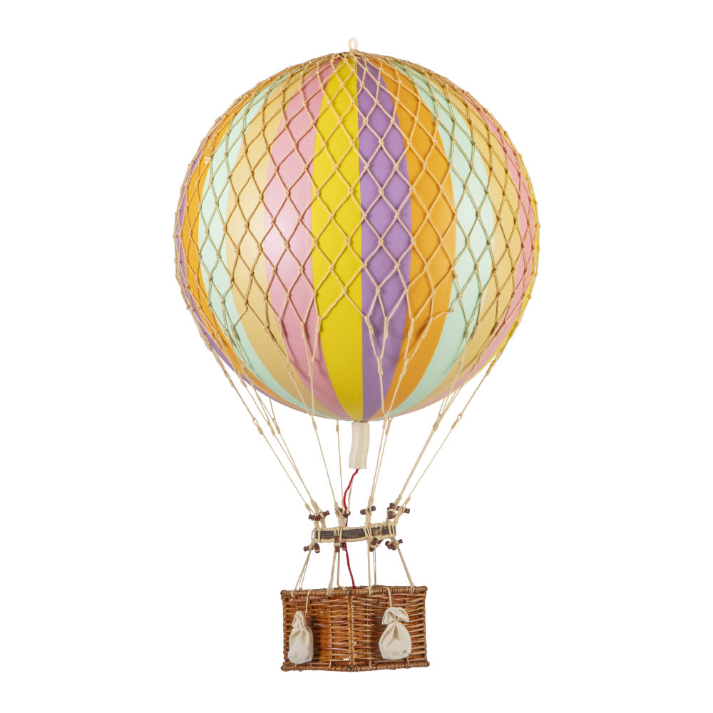 Vintage stílusú, függeszthető, pasztell szivárványszínű dekorációs hőlégballon
