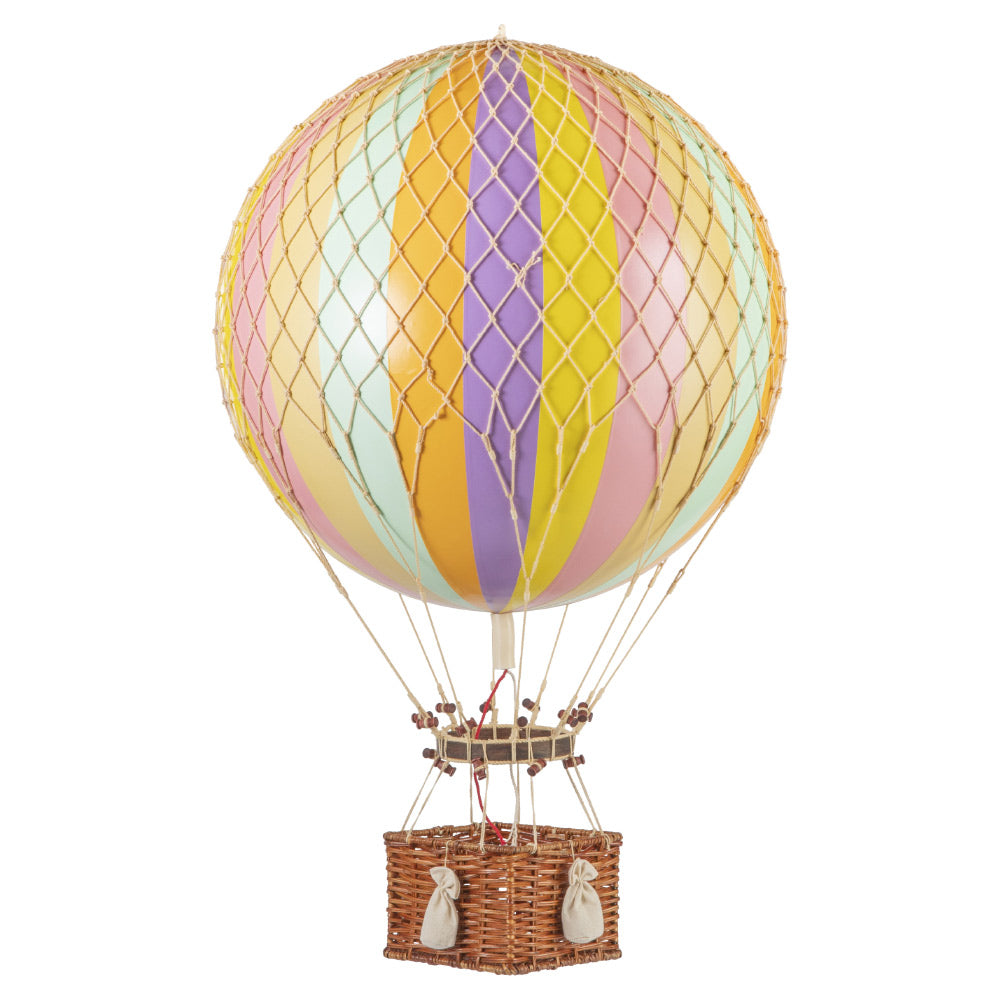 Vintage stílusú, függeszthető, pasztell szivárványszínű dekorációs hőlégballon