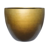 Belső ültetőkaspóval ellátott, mézsárga színű, dizájn műgyanta kaspó