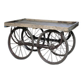 vintage vásári kocsi asztal mangófából és fémből