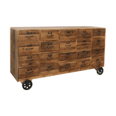 Loft stílusú, jegenyefenyőfából és fémből készült, 20 fiókos komód