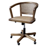 Nyírfából és rattanból készült, vintage stílusú, natúr irodai forgószék.