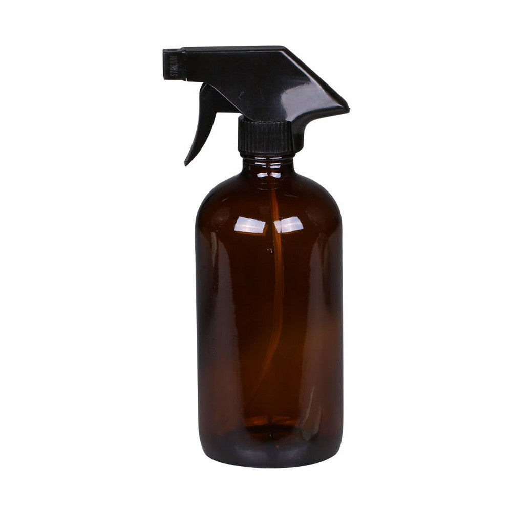 Sötétbarna üvegű szórófejes üvegpalack.