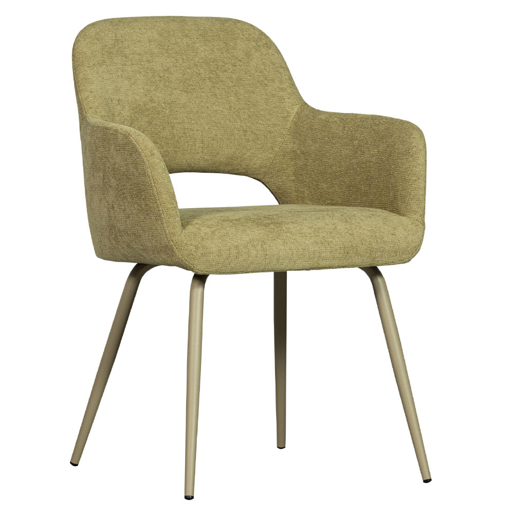 Kortárs stílusú, fémvázas étkezőszék, zsályazöld színű szövettel kárpitozva Kortárs stílusú, fémvázas étkezőszék, zsályazöld színű szövettel kárpitozva