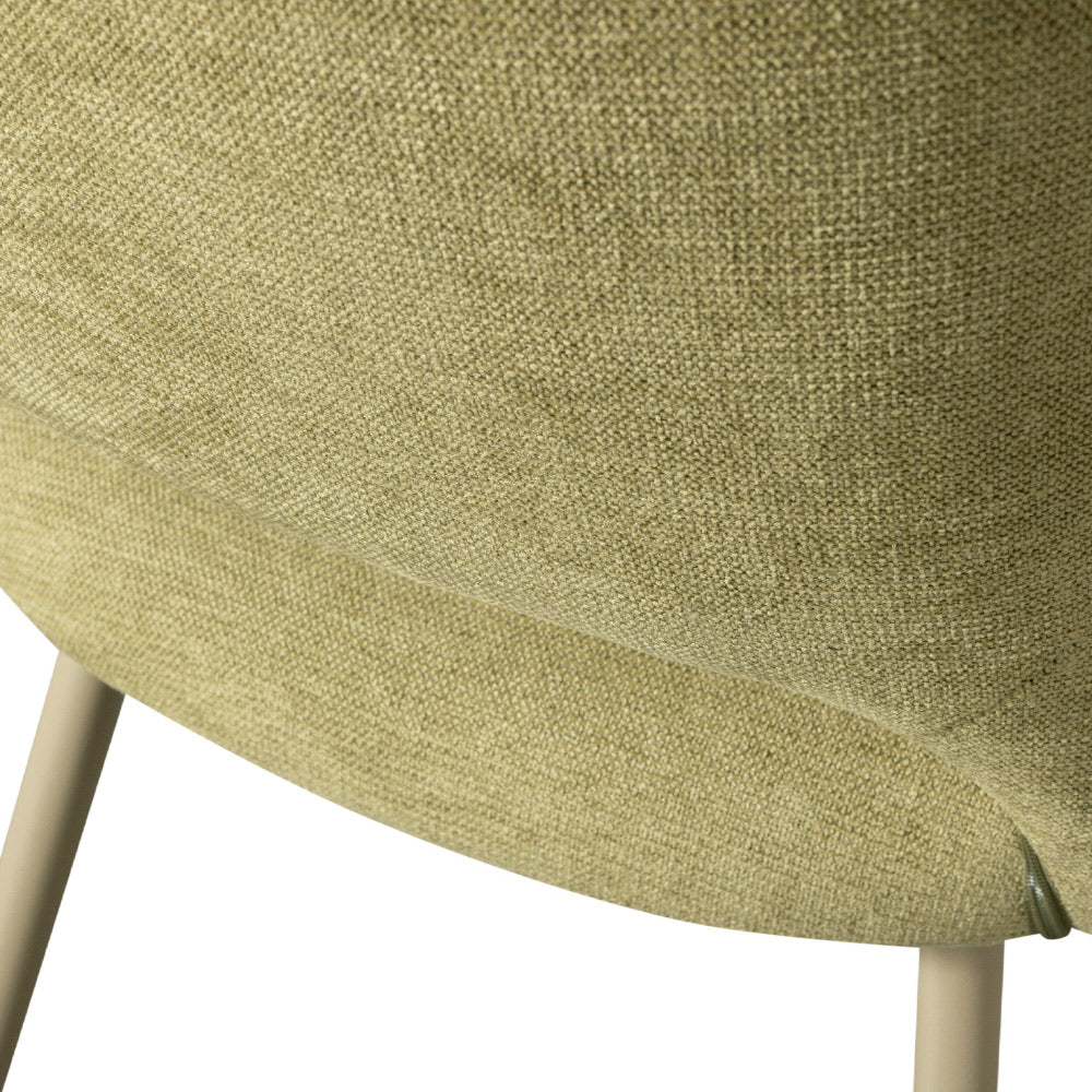 Kortárs stílusú, fémvázas étkezőszék, zsályazöld színű szövettel kárpitozva Kortárs stílusú, fémvázas étkezőszék, zsályazöld színű szövettel kárpitozva