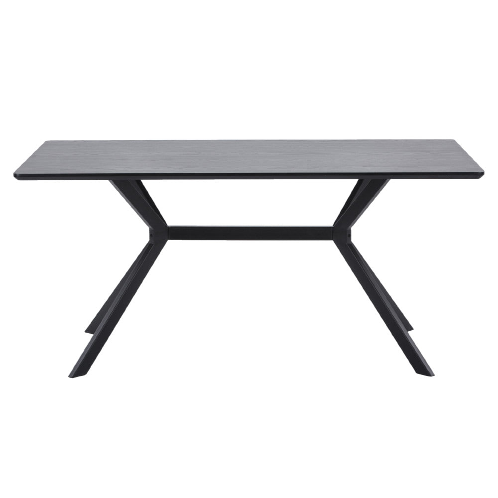 Kortárs stílusú, matt fekete színű fém étkezőasztal magas minőségű, fekete színű MDF asztallappal