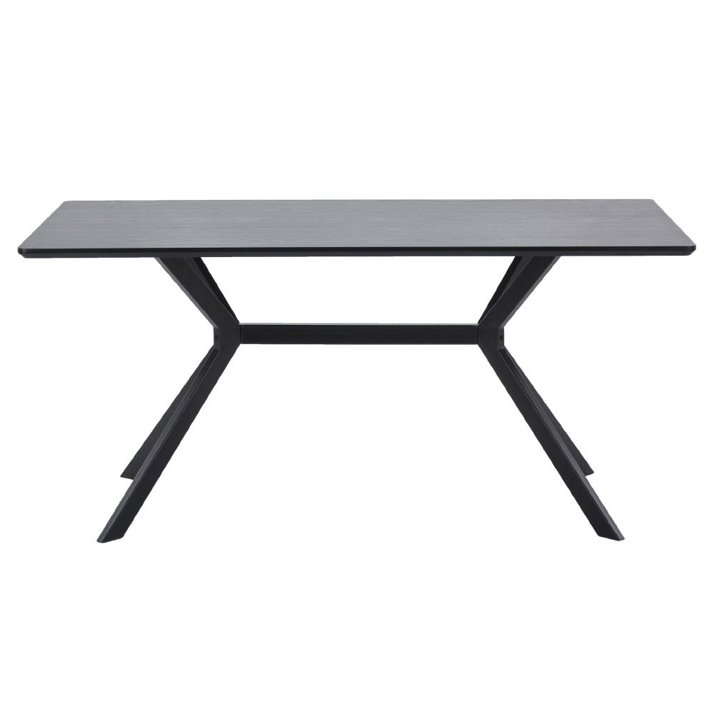 Kortárs stílusú, matt fekete színű fém étkezőasztal magas minőségű, fekete színű MDF asztallappal