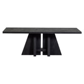 Kortárs stílusú, mangófából készült, nagyméretű, matt fekete színű, étkezőasztal