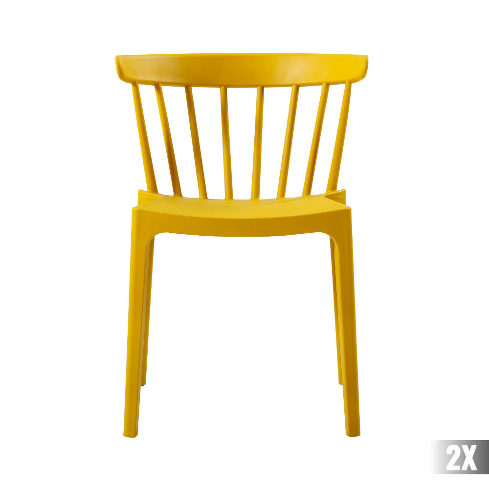 2 darab kortárs, modern stílusú, citromsárga színű, műanyag kerti szék