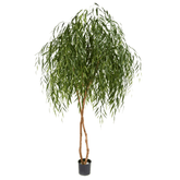 Élethű megjelenésű, mesterséges fűzfa, fekete színű, műanyag kaspóban