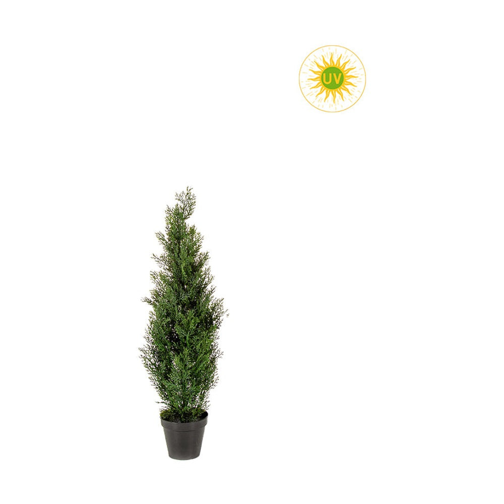 UV-álló, 90 cm magas mű cédrus tuja műnövény fekete, műanyag cserépben