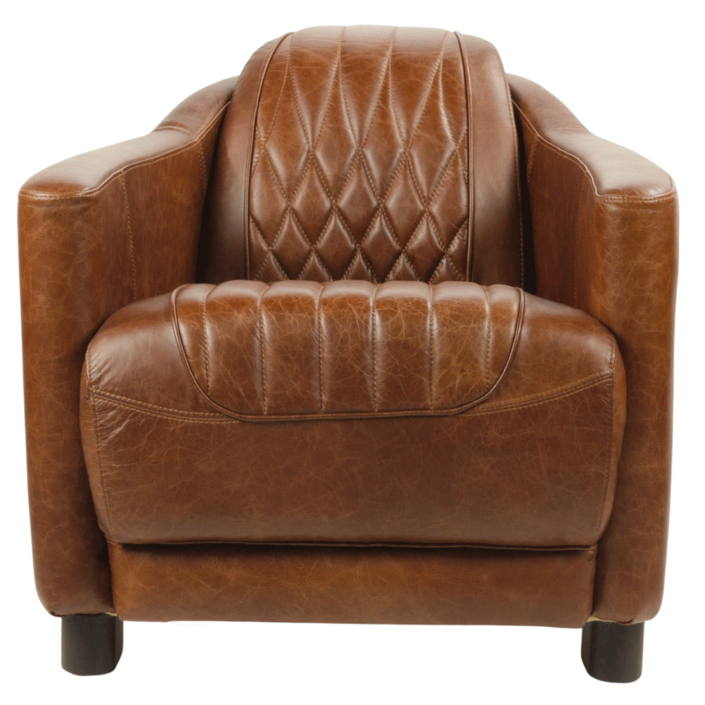 Vintage stílusú, antikolt whiskeybarna színű marhabőrrel kárpitozott, exkluzív bőrfotel