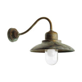 Loft stílusú, rézből készült falikar lámpa üvegbúrával