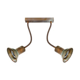 Vintage stílusú, réz spot lámpa két flexibilis foglalattal.