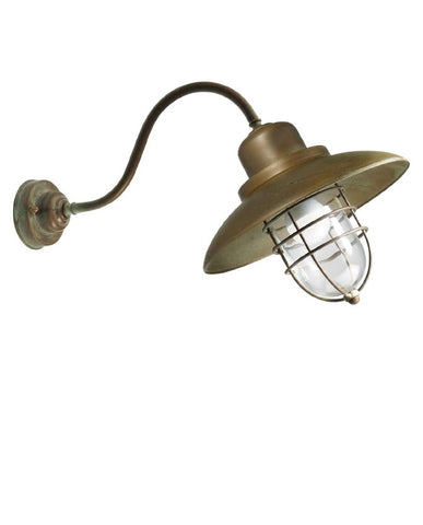 Loft stílusú, rézből készült falikar lámpa üvegbúrával