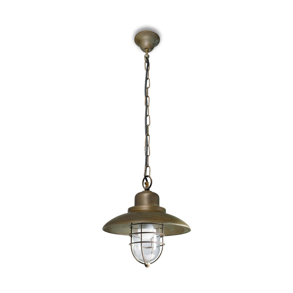 Loft stílusú, rézből készült függeszték lámpa fémrácsos üvegbúrával